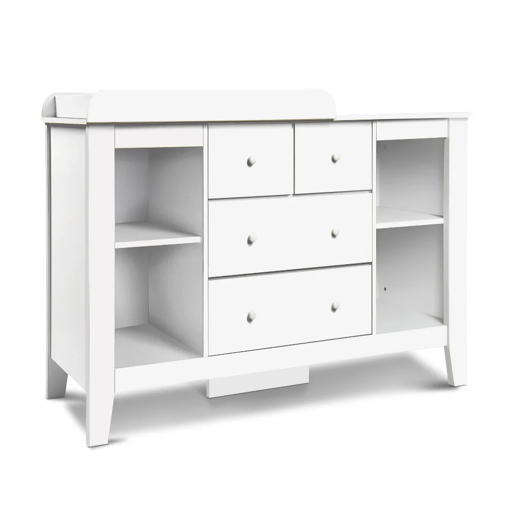 Baby Change Table Tall boy Drawers Dresser Chest Storage Cabinet White - Nurns