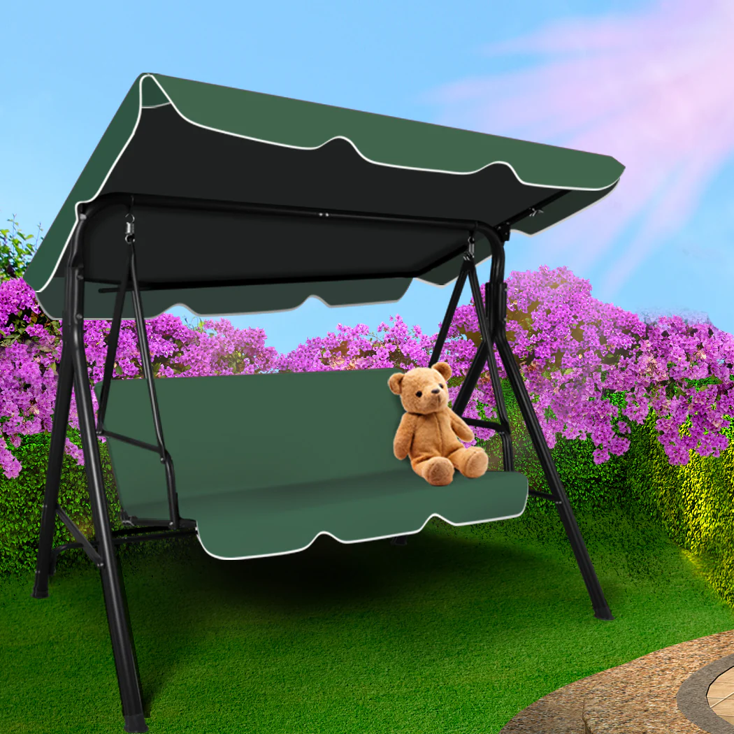 Lorel Swing Chair Garden Canopy Cushion Bench - Green - Nurns