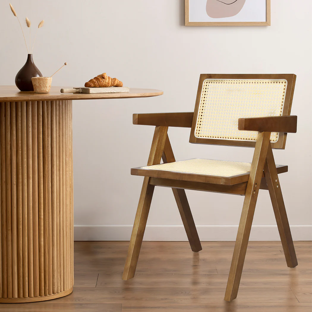 Elowen Wicker Armchair Dining Chair - Walnut - Nurns