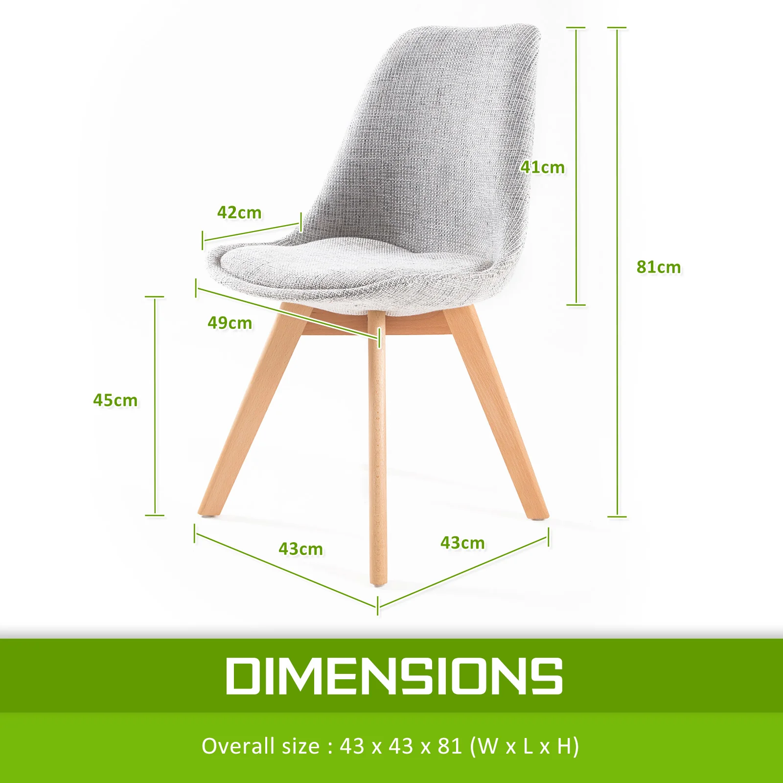 Fleur Set of 2 Retro Dining Cafe Chair Padded Seat - Grey - Nurns