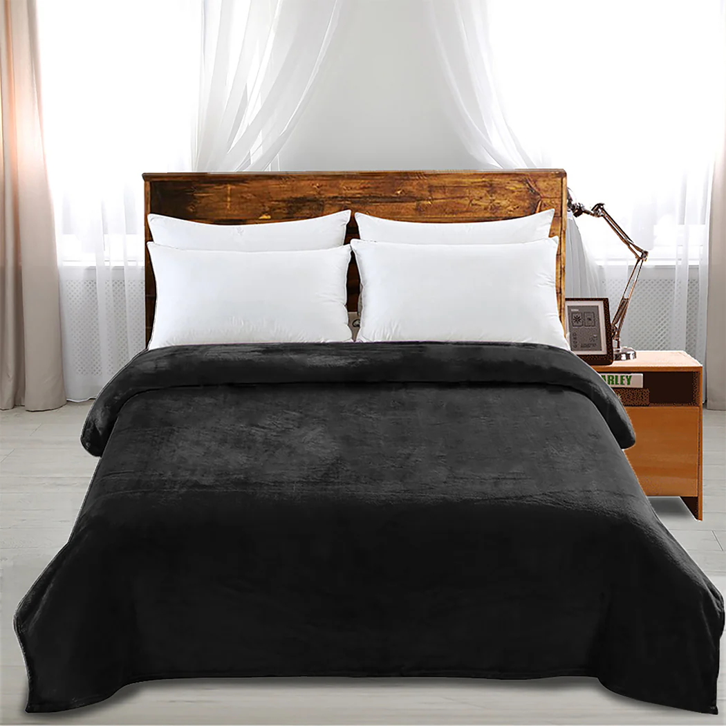 Waylon Throw Ultra-Soft Blanket 320gsm 220x240cm Warm - Black - Nurns