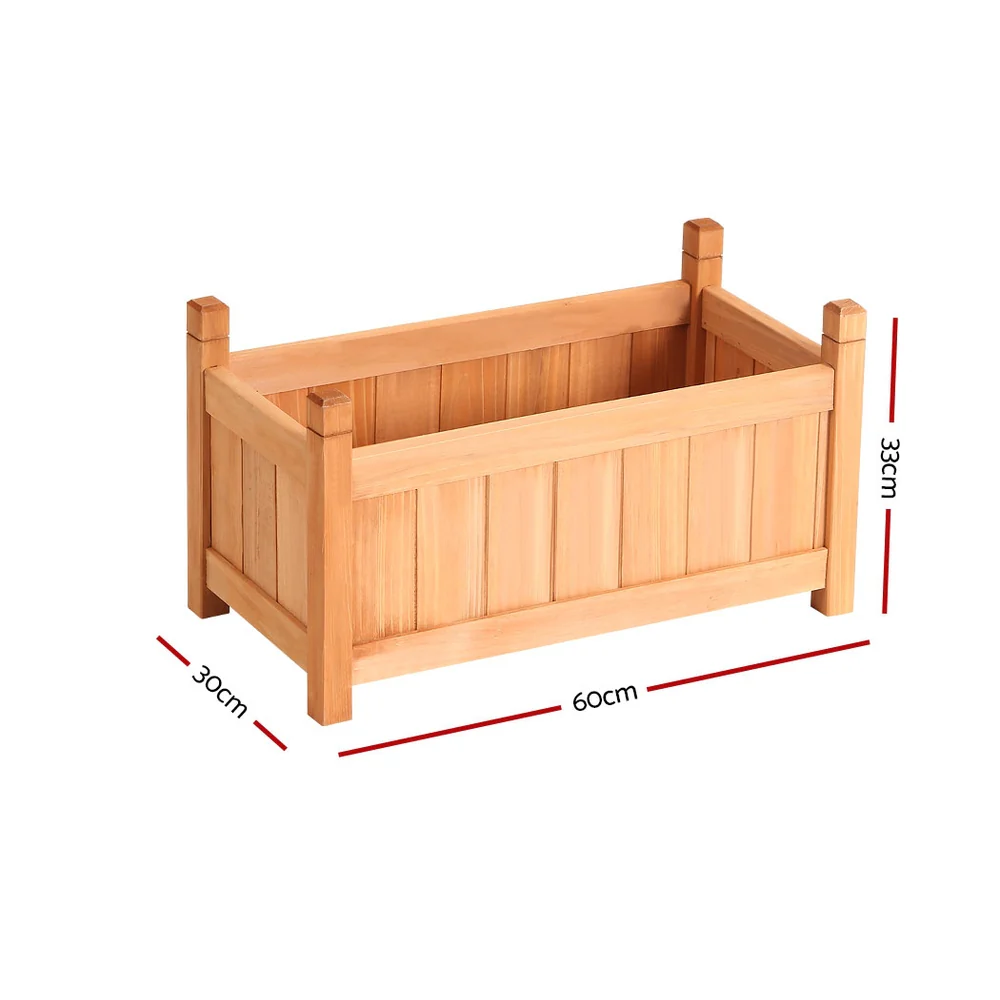 Garden Bed 60x30x33cm Wooden Planter Box Raised Container Growing - Nurns