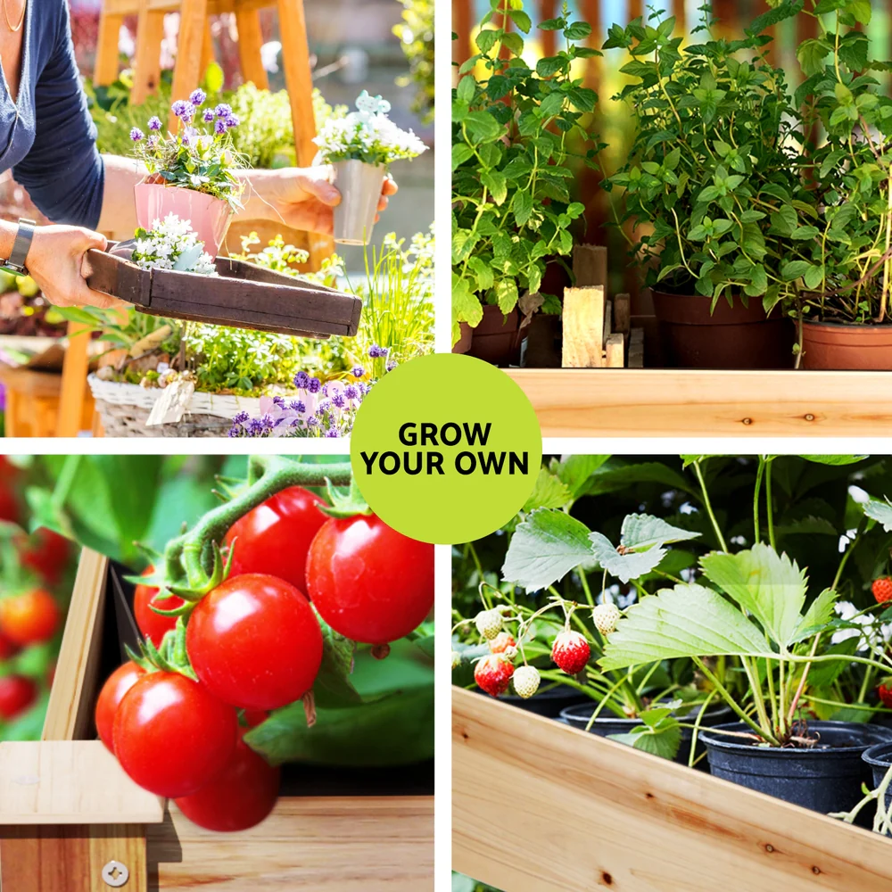 Garden Bed Elevated 120x60x80cm Wooden Planter Box Raised Container - Nurns