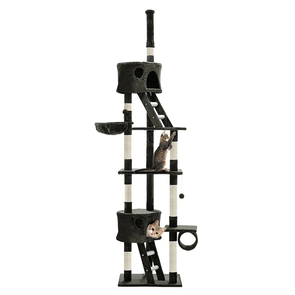 Cat Tree 260cm Trees Scratching Post Scratcher Tower Condo House Furniture Wood - Nurns