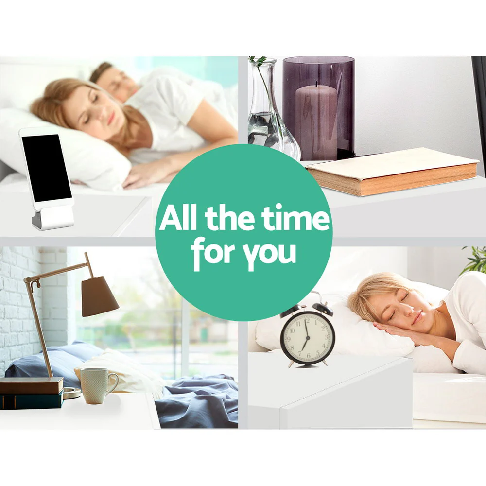 Laval Wooden Bedside Tables Side Table Storage Nightstand White Bedroom with 2 Drawers - White - Nurns