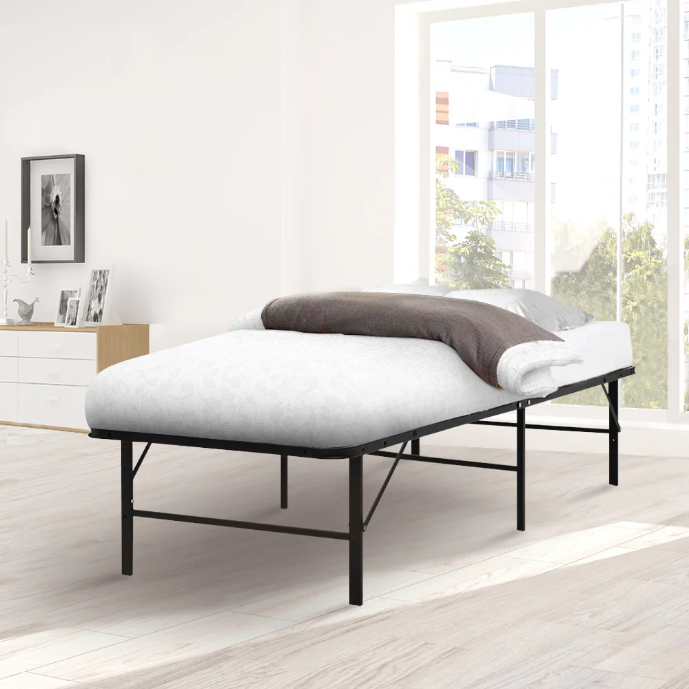 Pisa Foldable Metal Bed Frame - Black King Single - Nurns