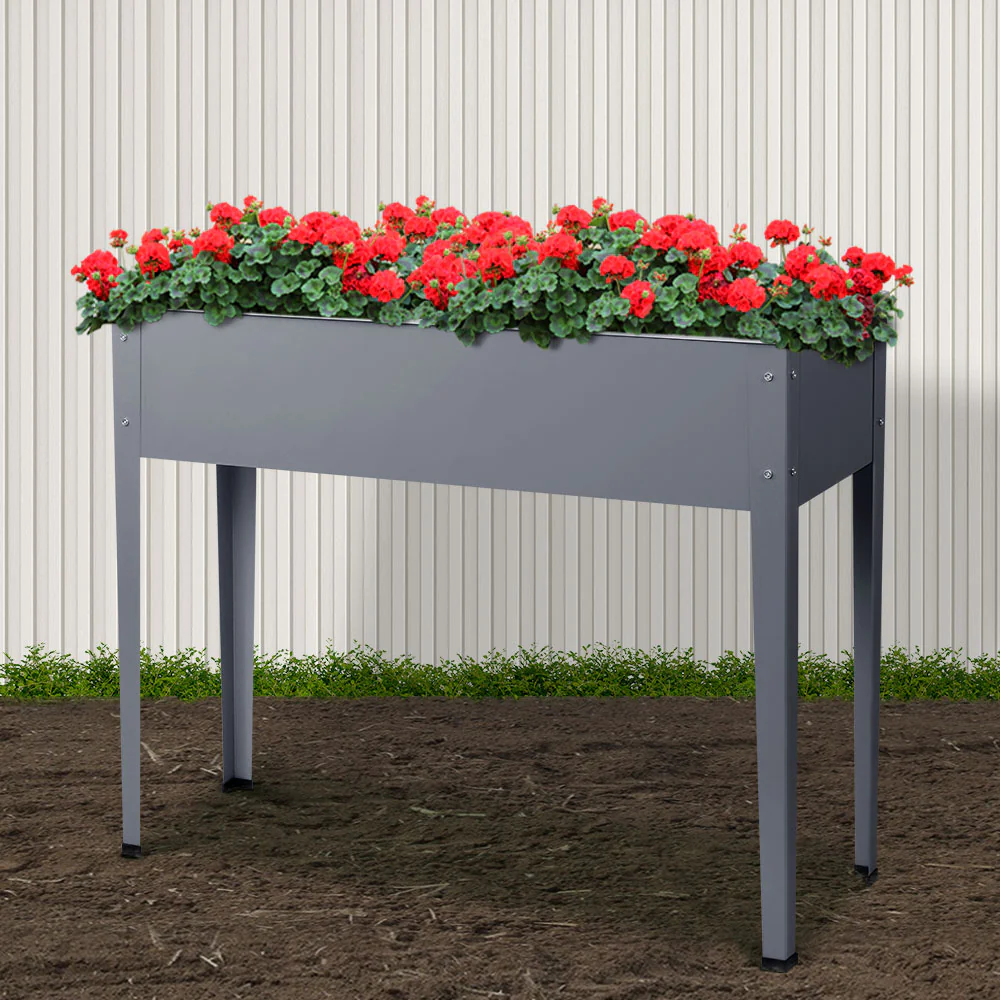 Garden Bed Elevated 100x80x30cm Planter Box Container Galvanised - Nurns