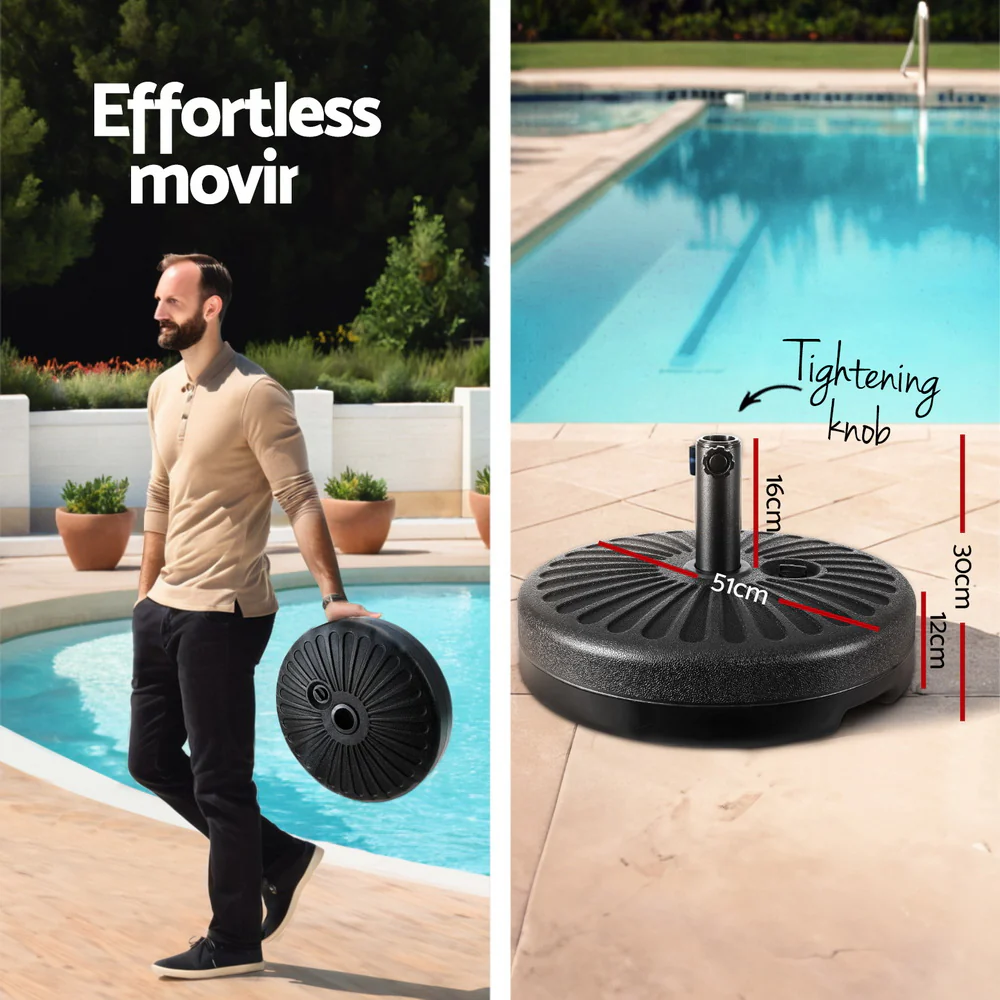 Instahut 2.7m Outdoor Umbrella w/Base Pole Stand Garden Sun Charcoal - Nurns