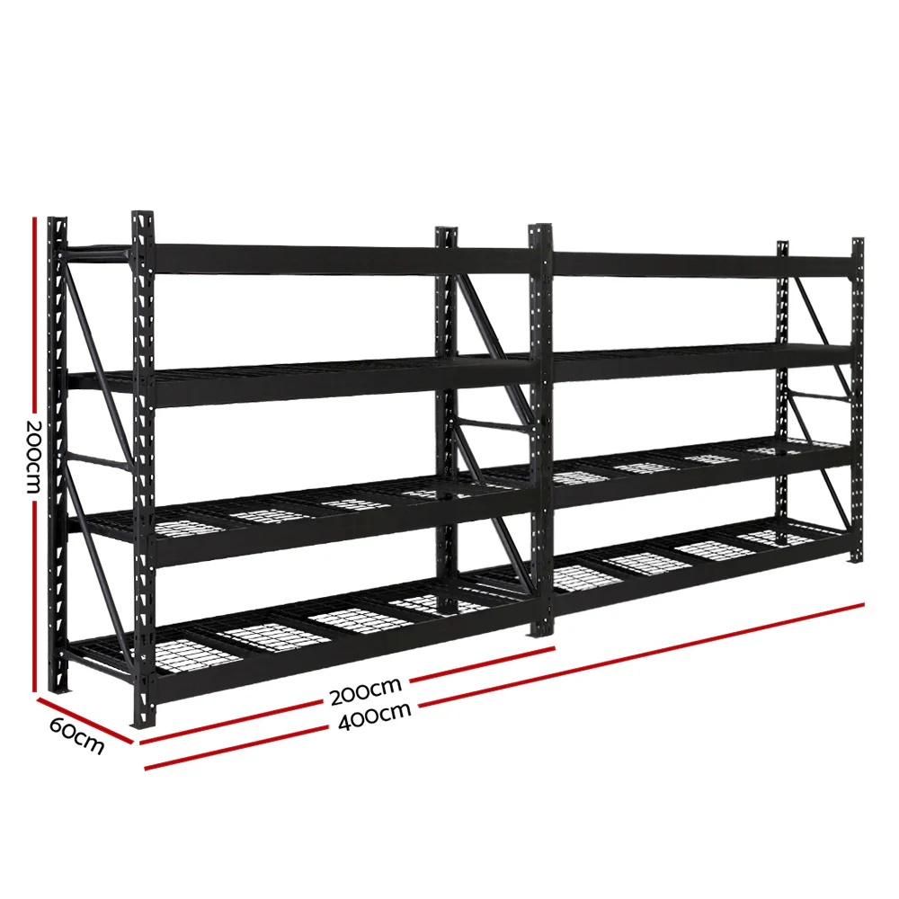 Giantz 4Mx2M Garage Shelving Warehouse Rack Pallet Racking Storage Shelve Black - Nurns