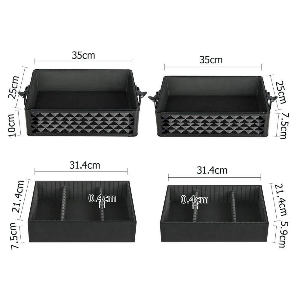 7 in 1 Portable Cosmetic Beauty Makeup Trolley - Diamond Black - Nurns