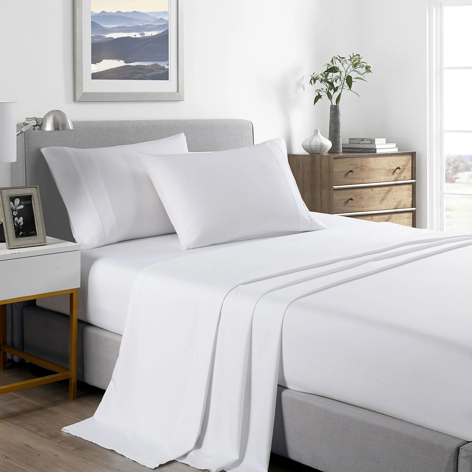 Single Royal Comfort Bamboo Cooling 2000TC Sheet Set - White - Nurns