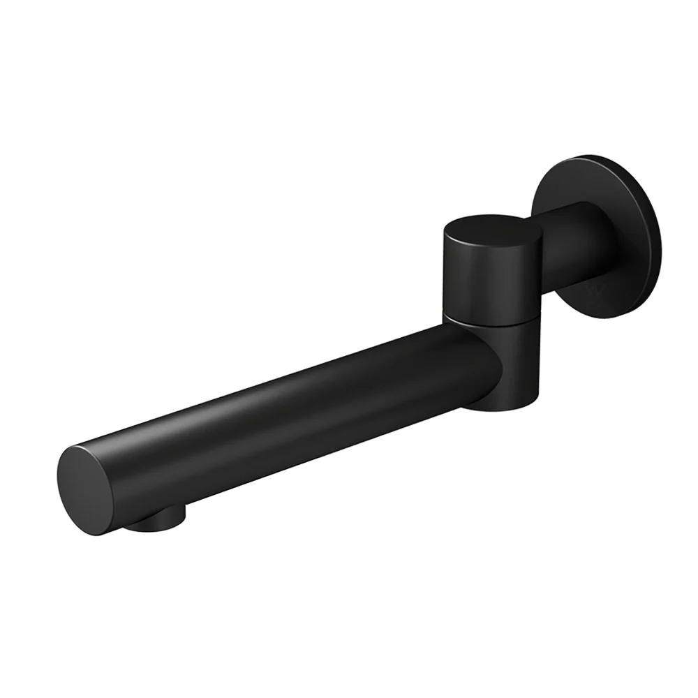 Bathroom Mixer Spout Wall Bath Tap Round Swivel Bathtub Black - Nurns