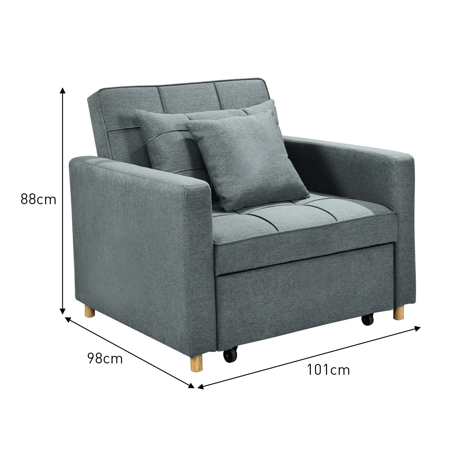 Millicent 3-in-1 Convertible Sofa Chair Bed - Grey - Nurns
