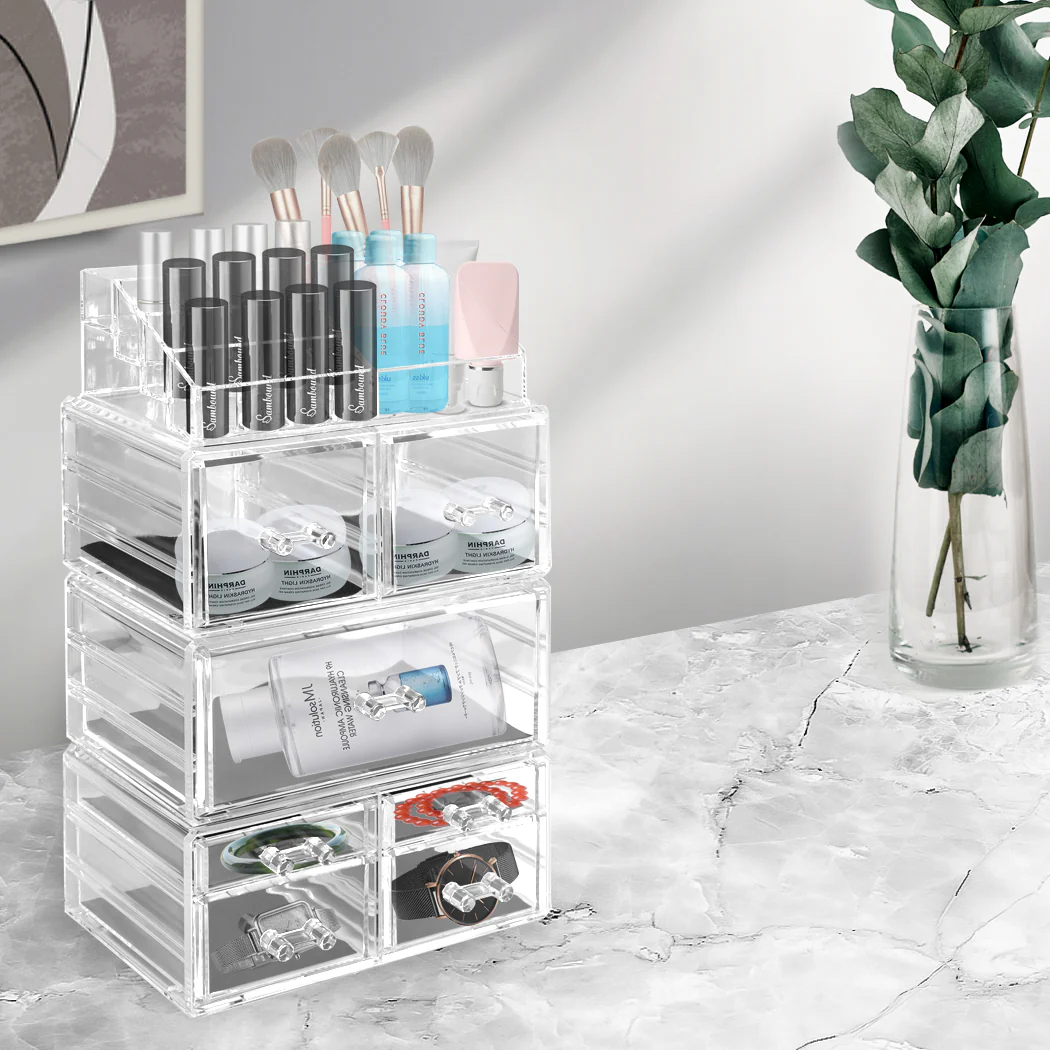 Cosmetic 7 Drawer Makeup Organizer Storage Jewellery Holder Box Acrylic Display - Nurns