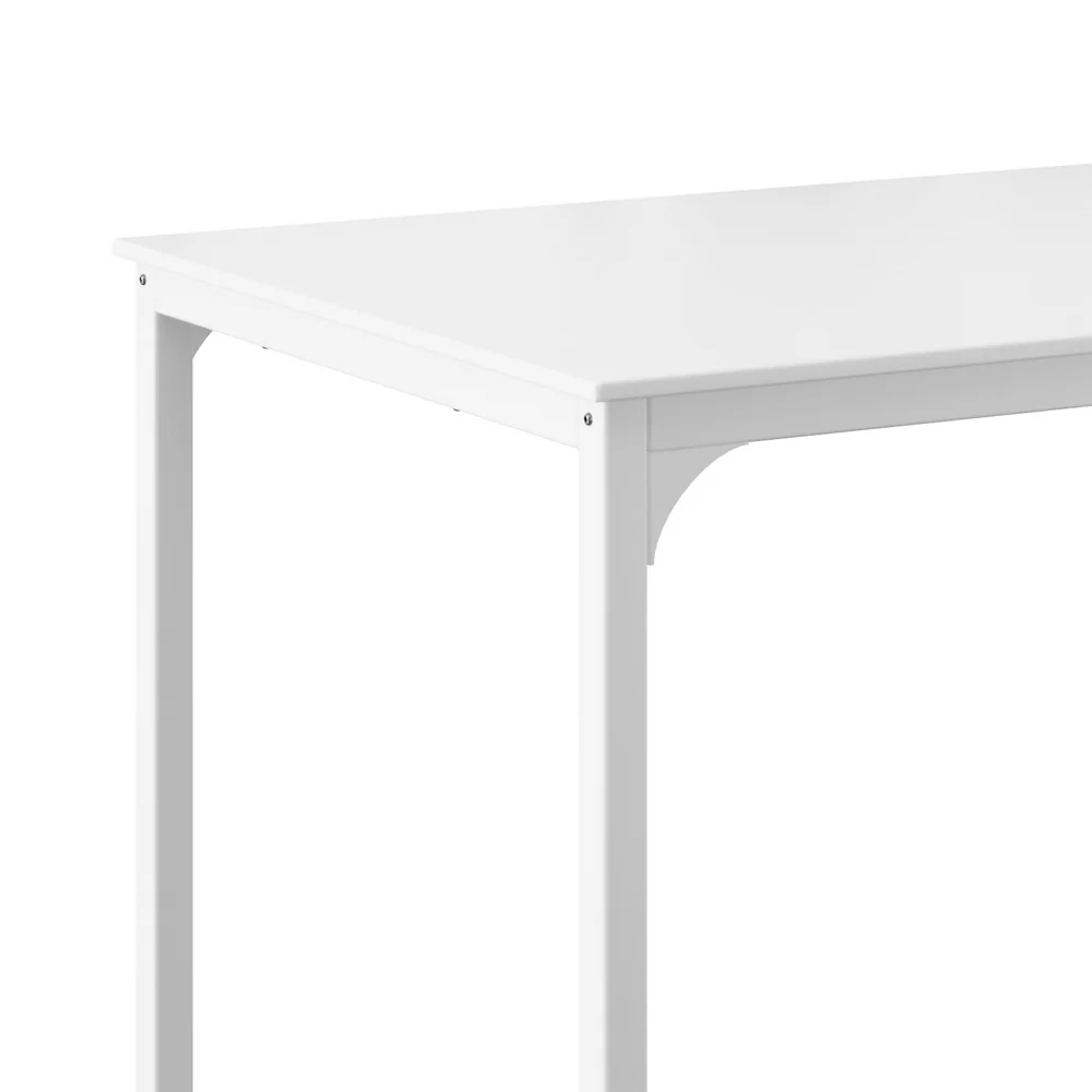 Bar Table Dining Desk High Kitchen Shelf Metal Legs Cafe Pub - White - Nurns