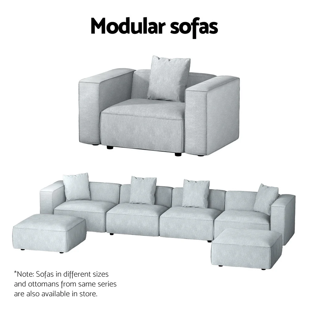 Mckenzie 2-Seater Modular Sofa Chaise Set - Grey - Nurns