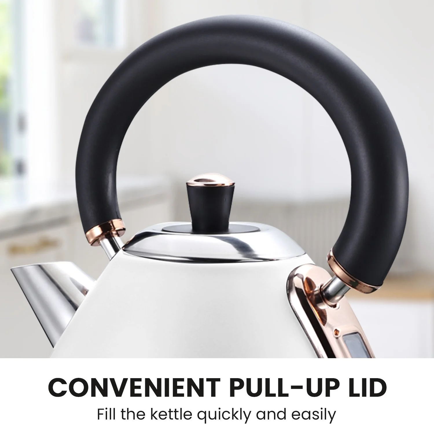 Pronti 1.7l Rose Trim Collection Kettle - White - Nurns