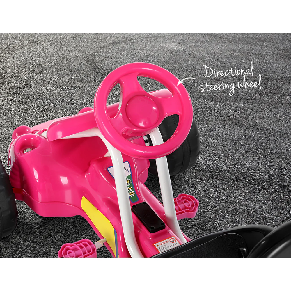 Kids Pedal Go Kart Ride On Toys Racing Car Plastic Tyre - Pink - Nurns