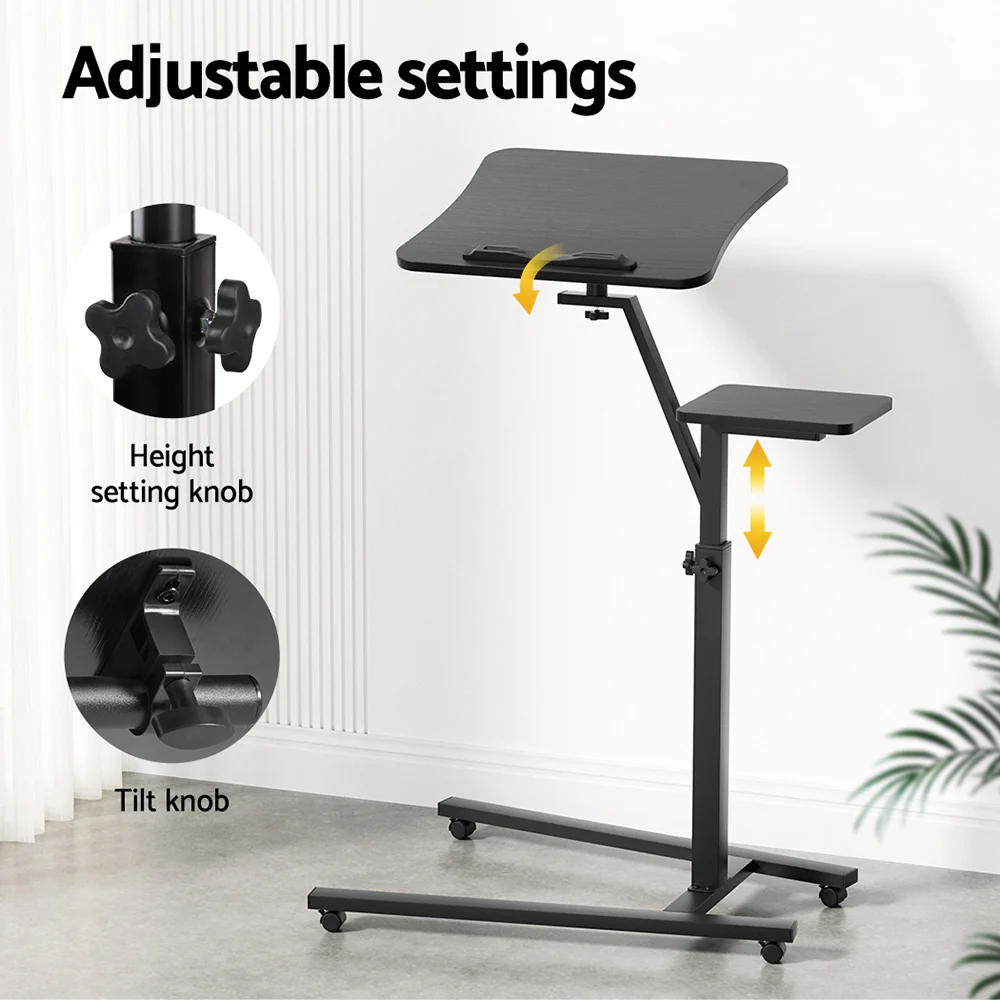 Artiss Laptop Desk Computer Table Height Adjustable Tiltable Mouse Board Black - Nurns