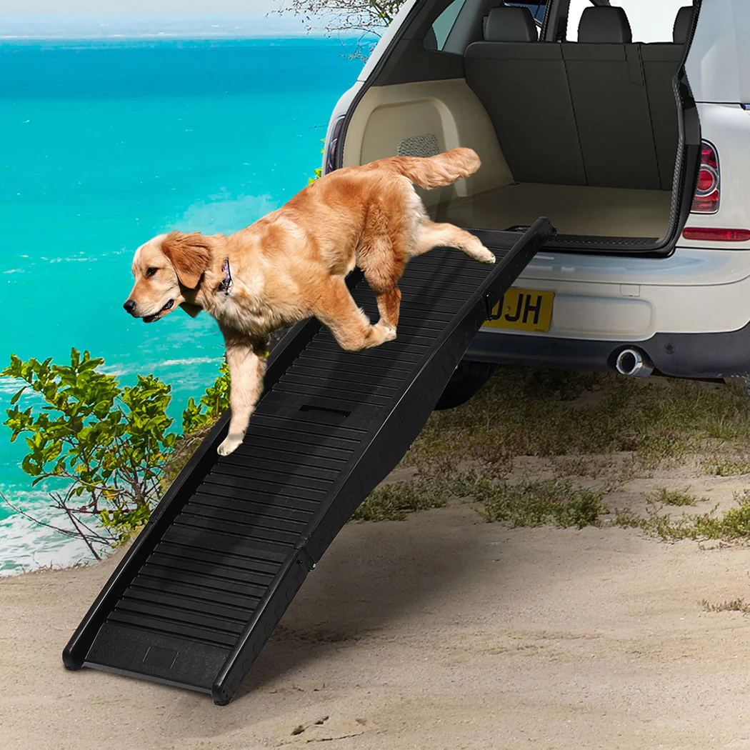 Dog Ramp Pet Car Suv Travel Stair Step Foldable Portable Lightweight Ladder - Black - Nurns
