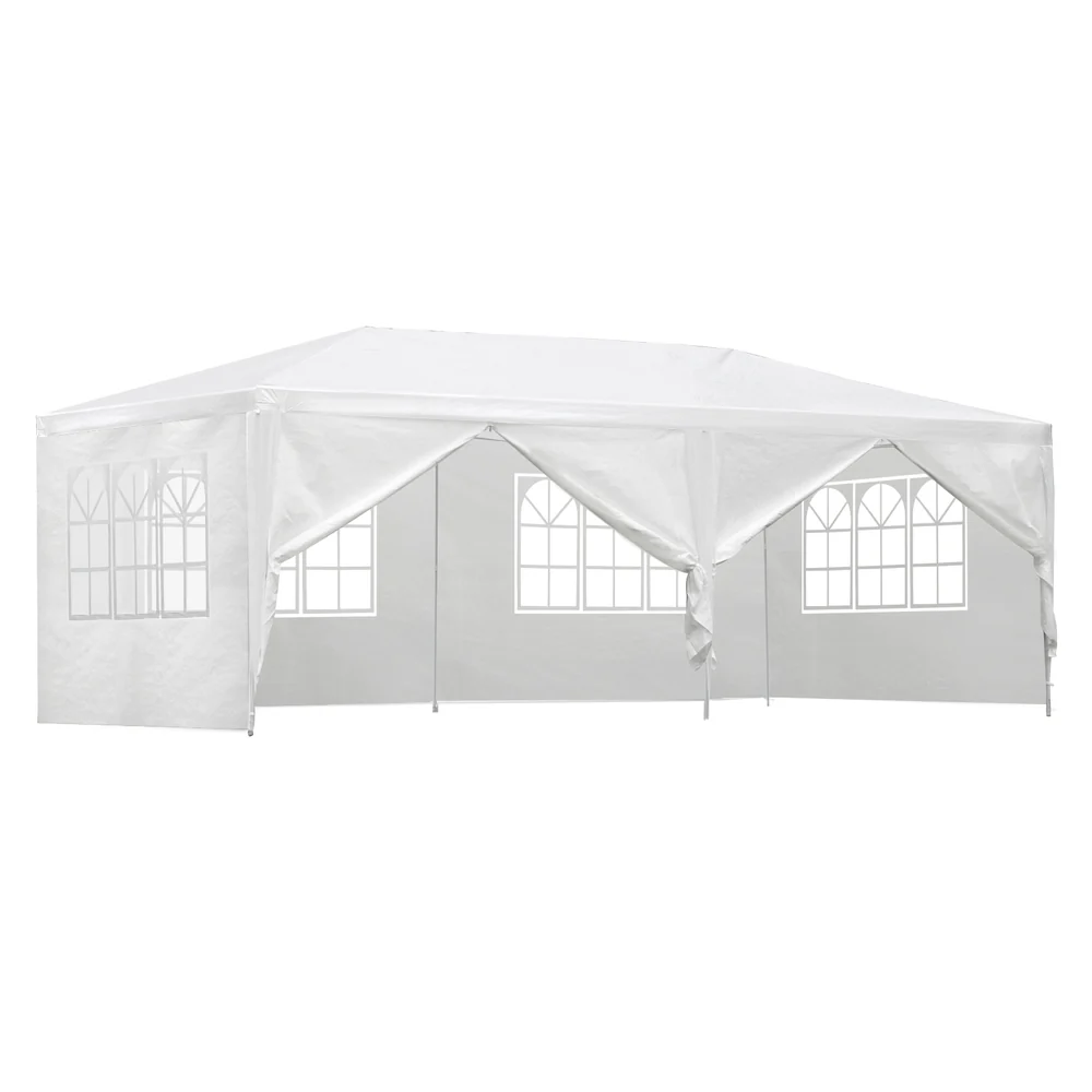 Instahut Gazebo 3x6m Marquee Wedding Party Tent Outdoor Camping Side Wall Canopy 6 Panel White - Nurns