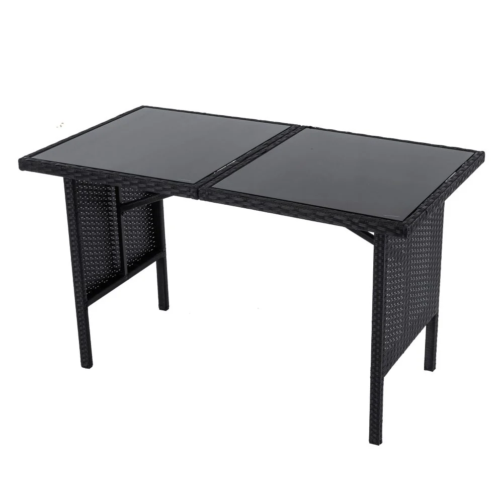 Jules 8-Seater Modular Garden Lounge with Table and Stools 6-Piece Dining Set - Black - Nurns