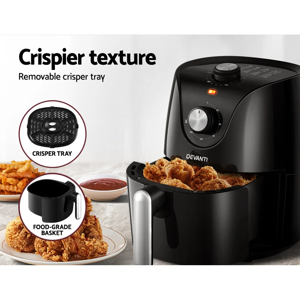 Devanti Air Fryer 2.5L Knob Fryers - Nurns