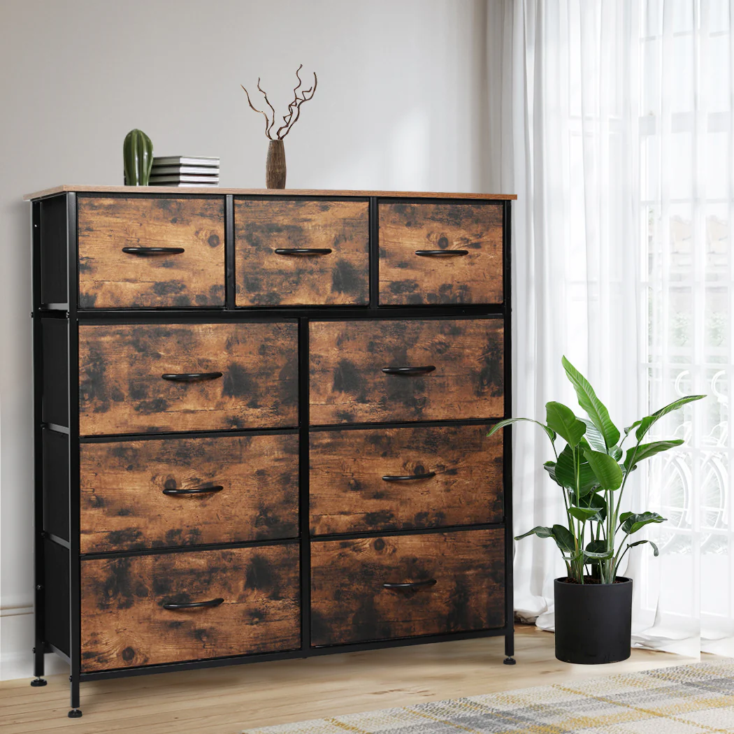 Levede Storage Cabinet Tower Chest Brown Fold - Nurns