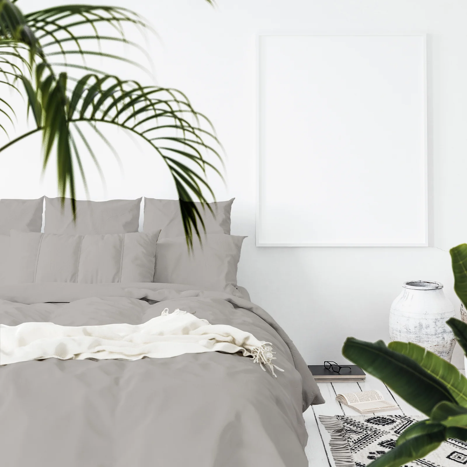 KING 1000TC Hotel Grade Bamboo Cotton Quilt Cover Pillowcases Set - Grey - Nurns