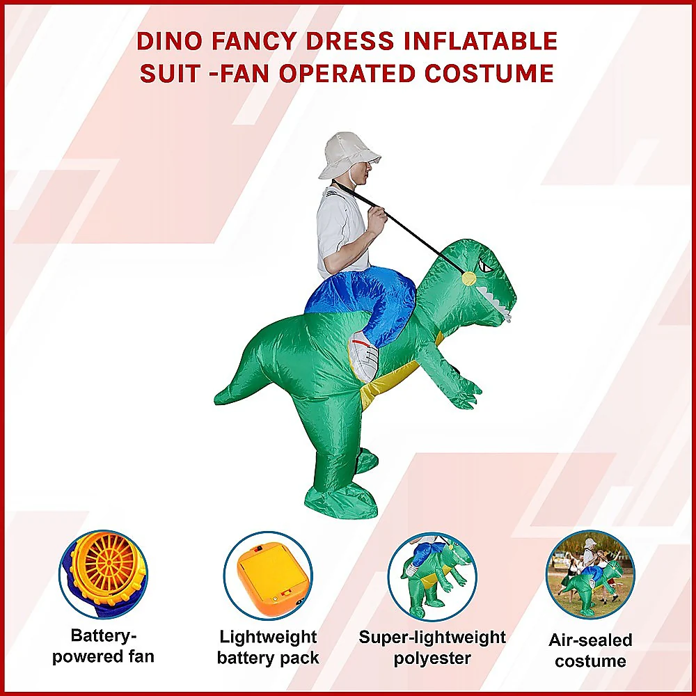 DINO Fancy Dress Inflatable Suit - Fan Operated Costume - Nurns