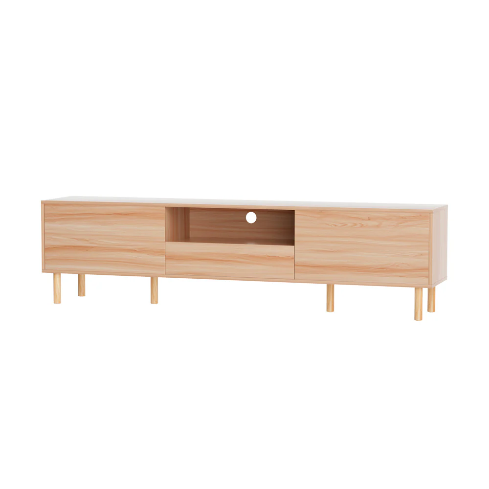 Isolde 180CM Entertainment Unit Stand TV Cabinet Storage Drawers Display Shelf - Natural - Nurns