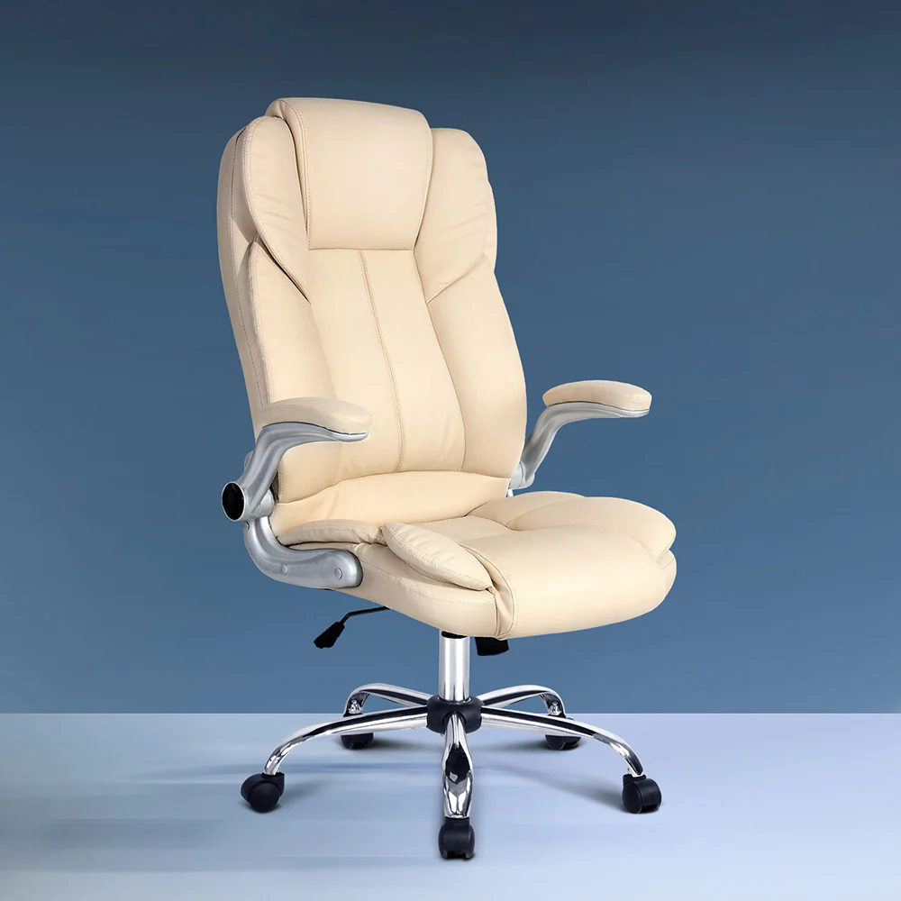 Artiss Executive Office Chair Leather Tilt Beige - Nurns