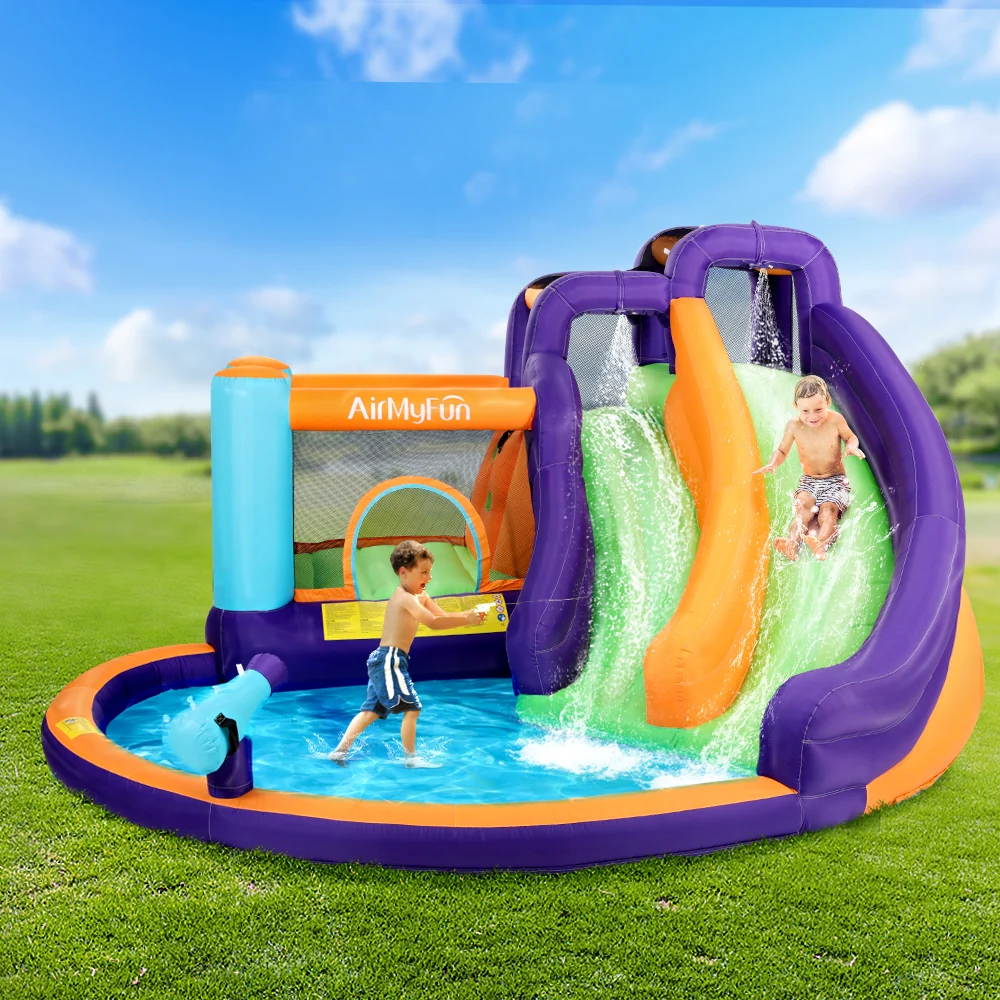 AirMyFun Inflatable Water Slide Kids Jumping Trampoline Castle Double Slide - Nurns