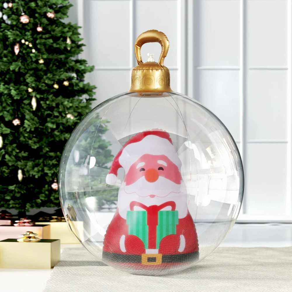 Santa Giant Bauble Ball Christmas Inflatable Outdoor Xmas Decoration Clear - 60cm - Nurns