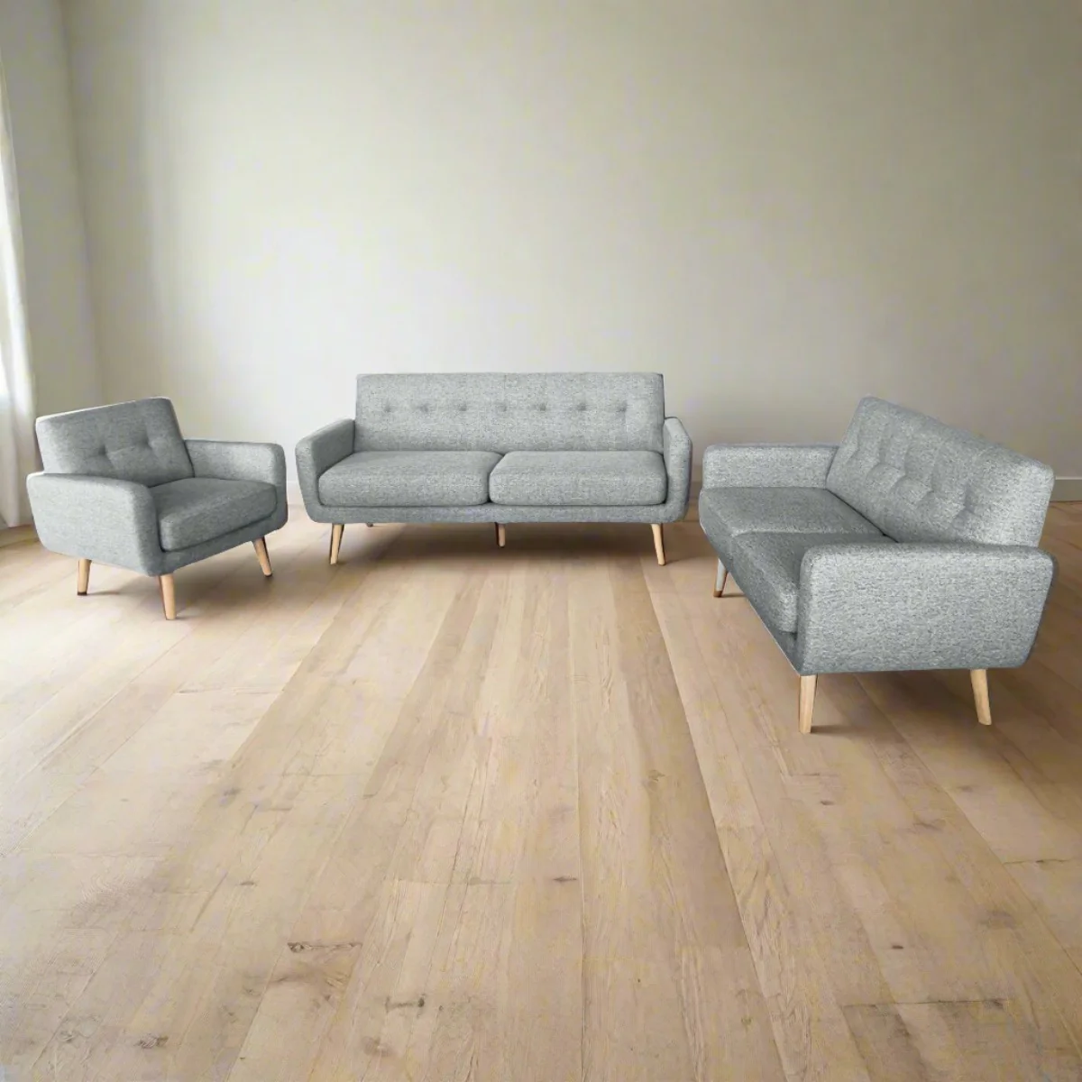 Maya 6-Seater Linen Futon Couch Sofa Set - Light Grey - Nurns