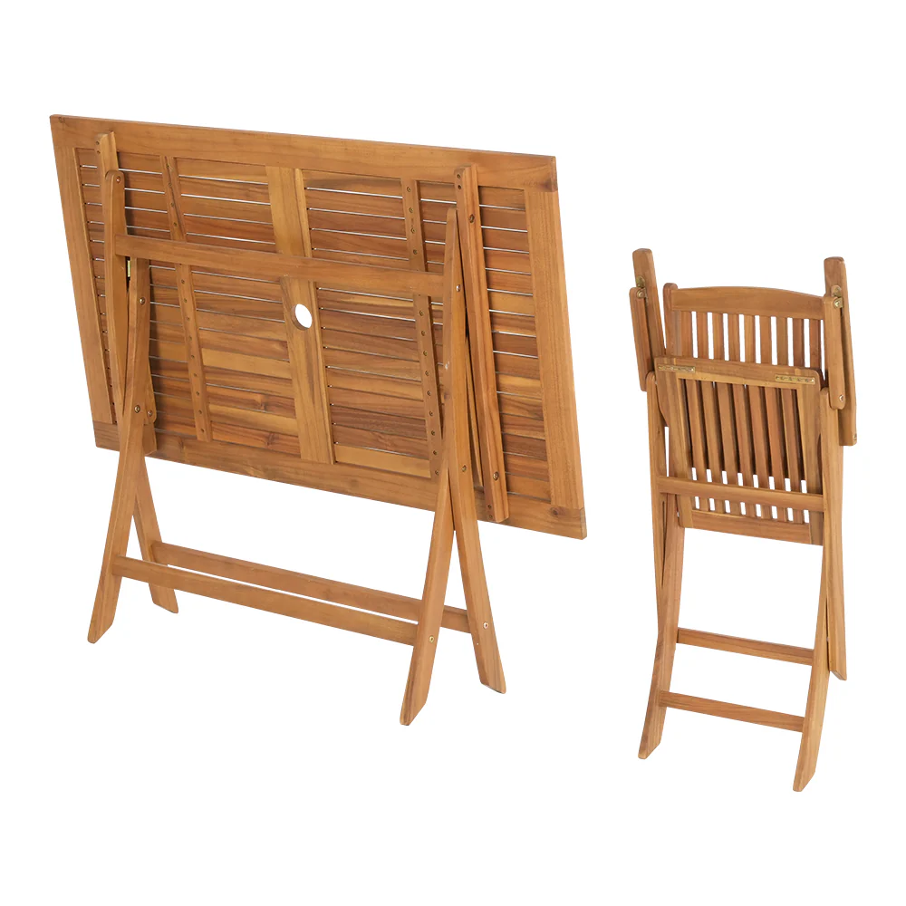 Niko 6-Seater Garden Chairs Table Patio Foldable 7-Piece Outdoor Dining Set - Oak - Nurns