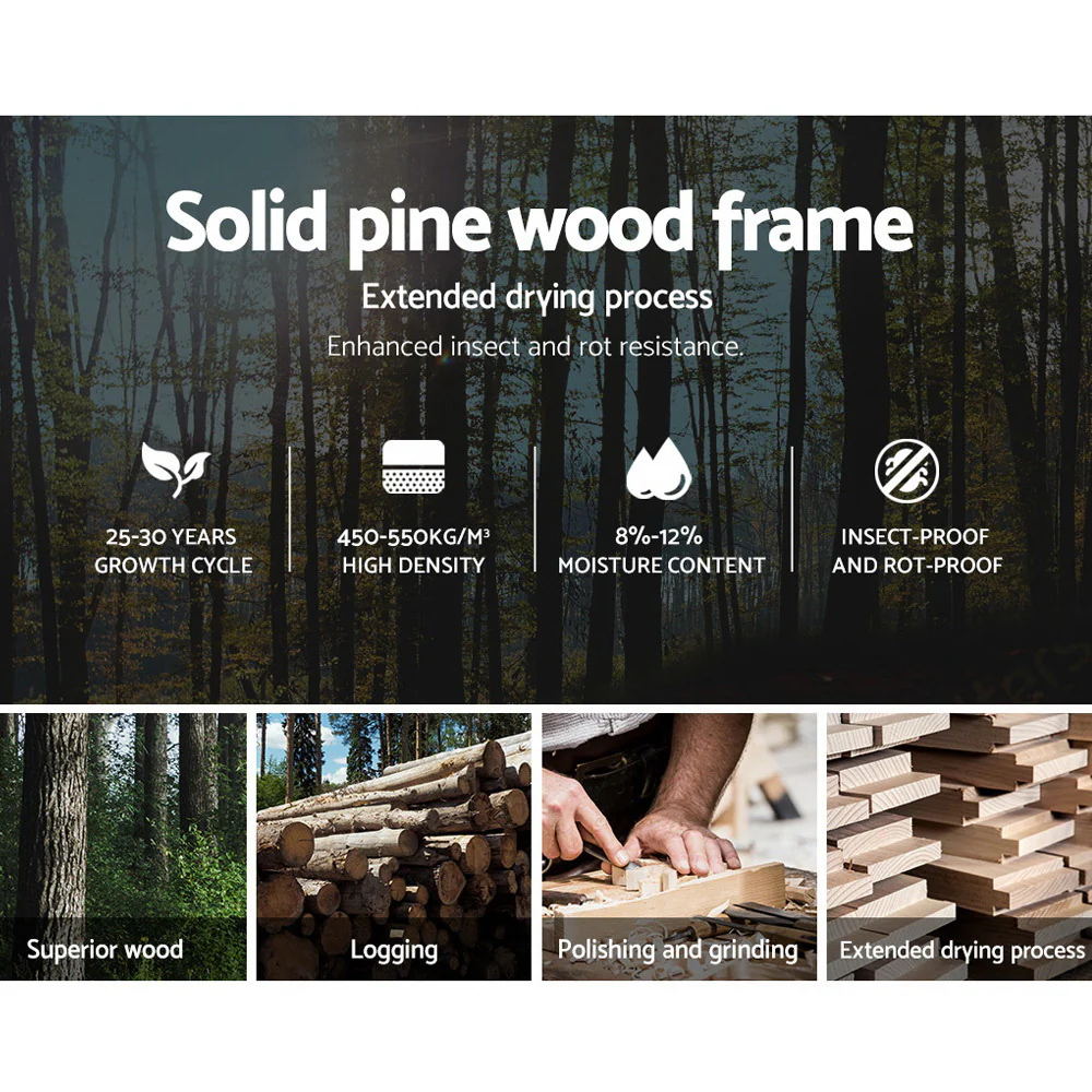 Camden Wooden Bed Frame Bedroom Furniture Kids - White Single - Nurns