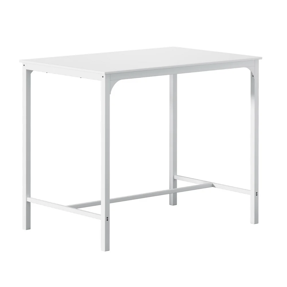 Bar Table Dining Desk High Kitchen Shelf Metal Legs Cafe Pub - White - Nurns