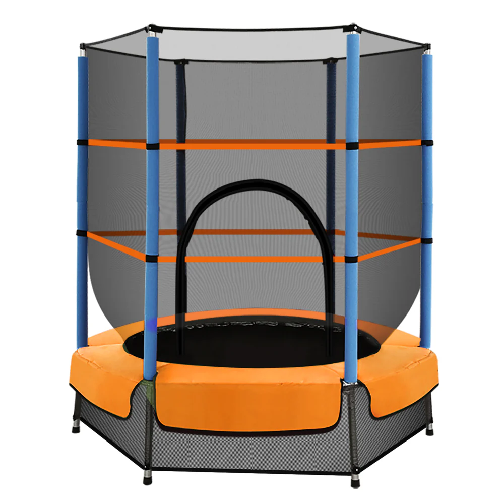 Everfit Trampoline for Kids 4.5FT with Enclosure Safety Net Rebounder Gift Orange - Nurns