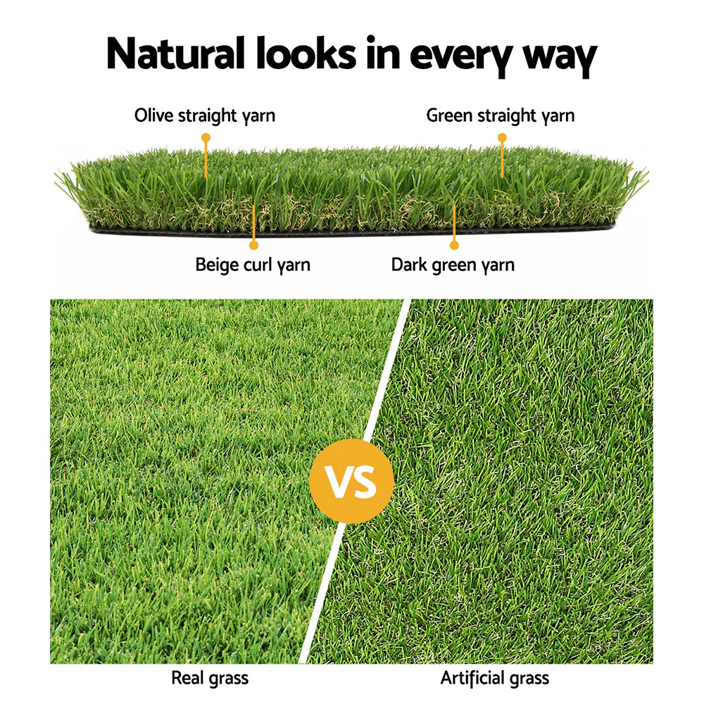 Primeturf Artificial Grass 20SQM 20mm Synthetic Fake Lawn Turf Plant Plastic 4-coloured 1mx10m - Nurns