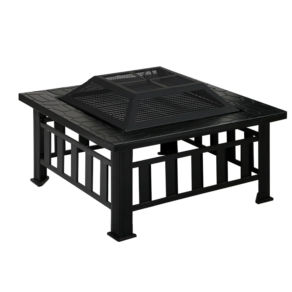 Fire Pit BBQ Table Grill Outdoor Garden Wood Burning Fireplace Stove - Nurns