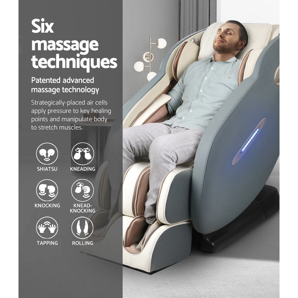 Ajax Massage Chair Electric Recliner Shiatsu Zero Gravity Head Massager - Grey - Nurns