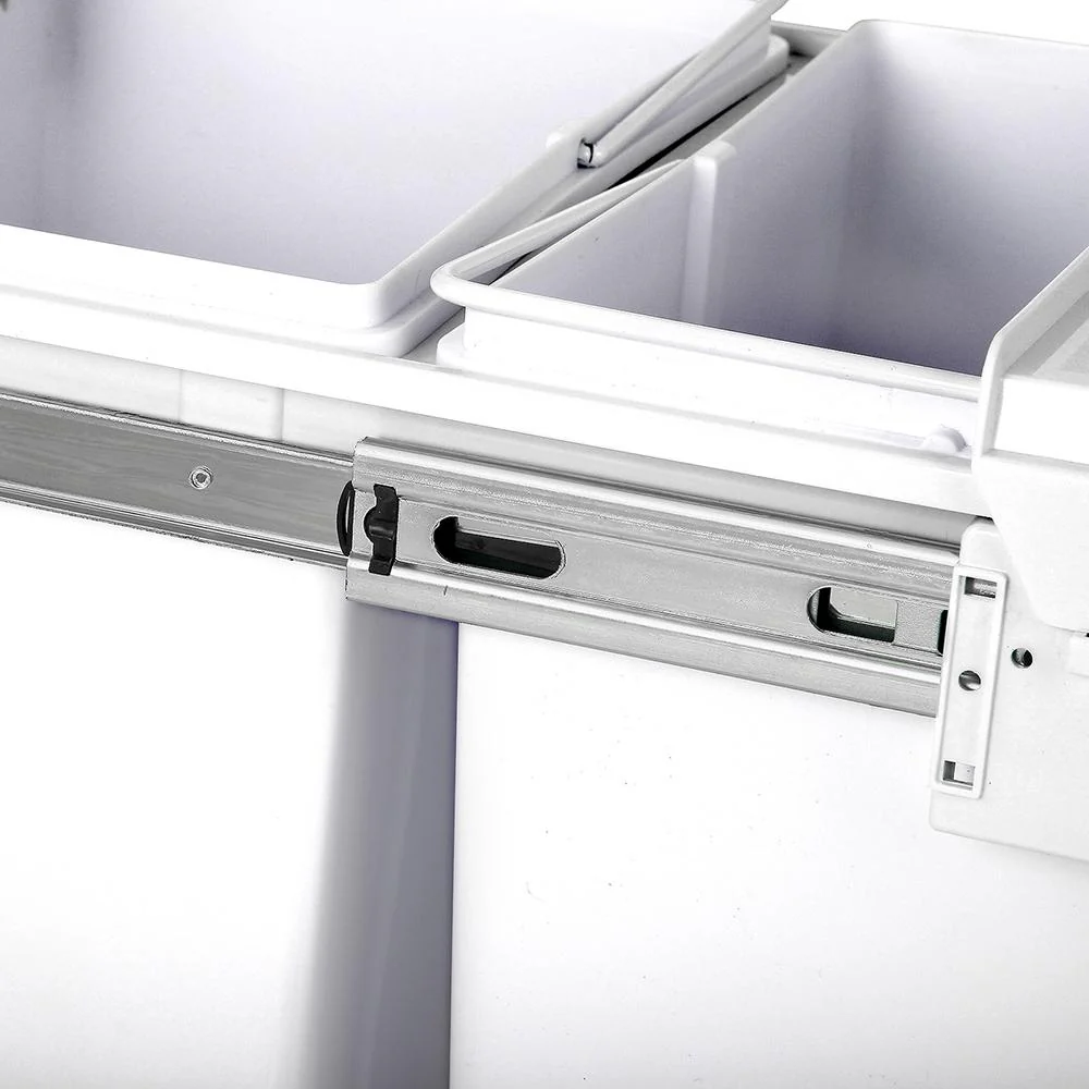 Pull Out Bin Kitchen Double Basket 2X15L White - Nurns