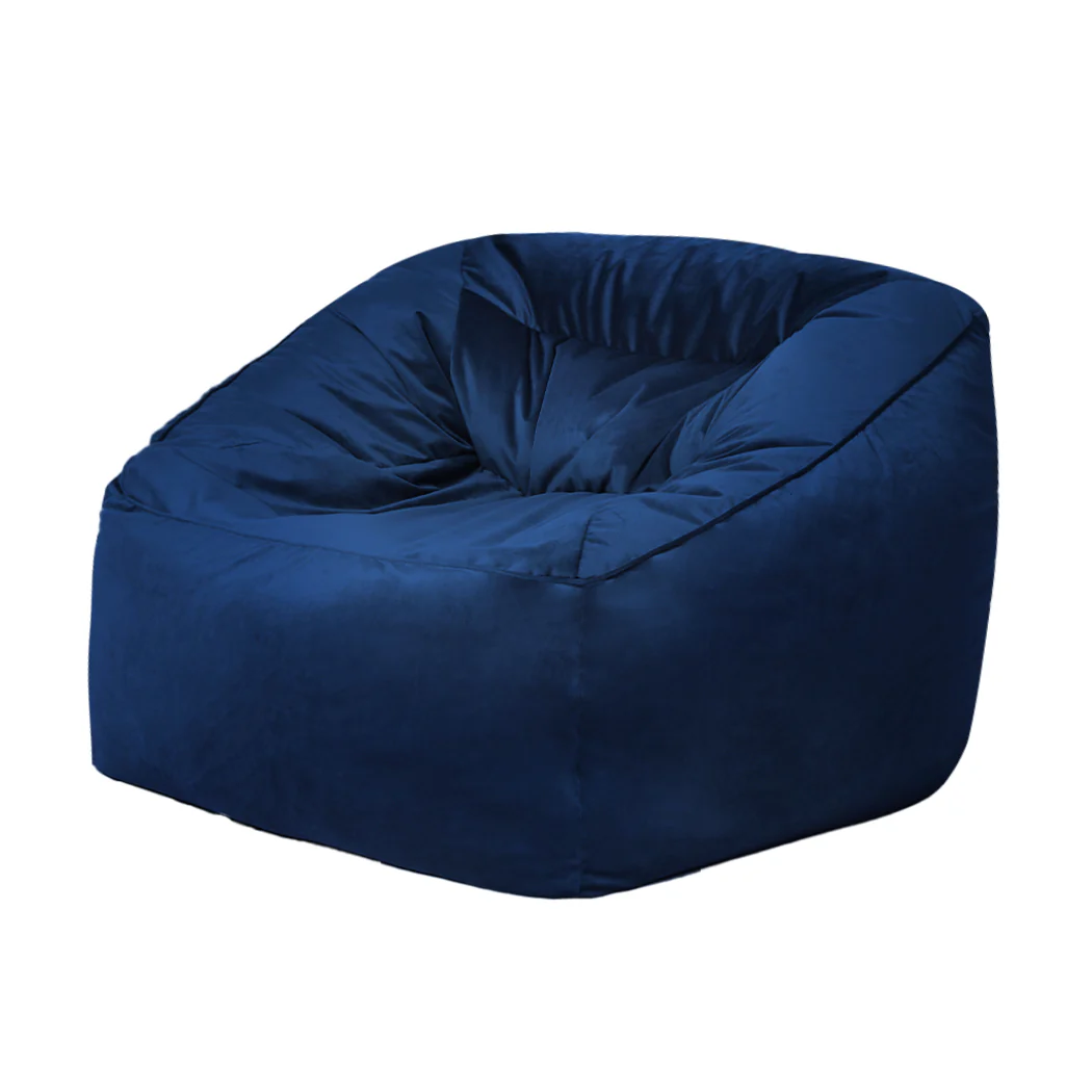 Bean Bag Chair Cover Soft Velevt Home Game Seat Lazy Sofa Cover Large - Blue - Nurns