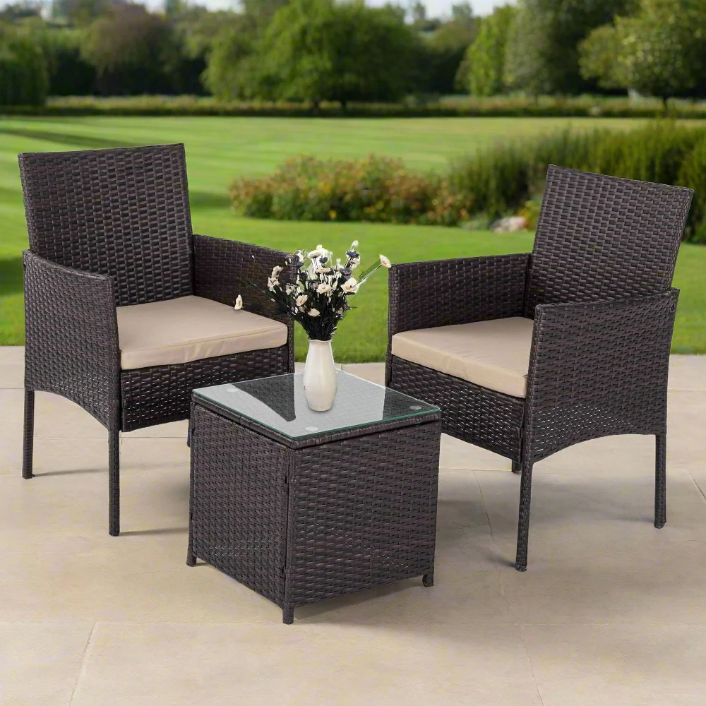 Tyler 2-Seater Delightful 3-Piece Outdoor Bistro Set - Black - Nurns