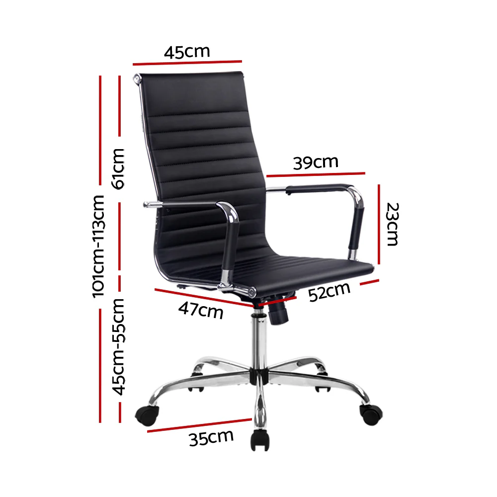 Artiss Office Chair Conference Chairs Pu Leather High Back Black - Nurns