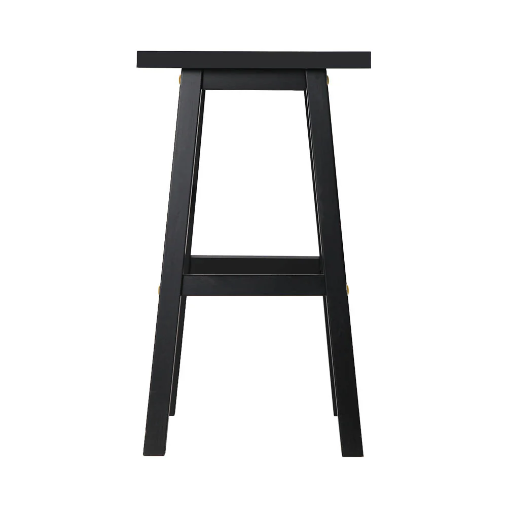 Set of 2 Lecce Beech Wood Bar Stools - Black - Nurns
