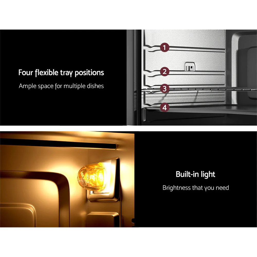 Devanti 60L Convection Oven Electric Fryer Ovens 2000W - Nurns