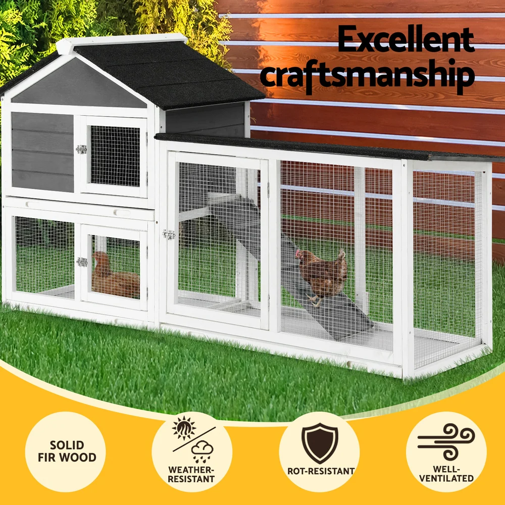 Chicken Coop Rabbit Hutch Extra Large Wooden Run Cage House With Run Cage - Nurns