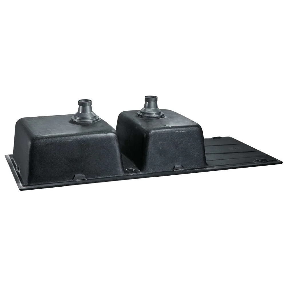 Stone Kitchen Sink 1160X500MM Granite Under/Topmount Basin Double Bowl Black - Nurns